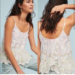 Feather Bone Anthropologie Gemma Eyelet Lace Pastel Blouse Size 6